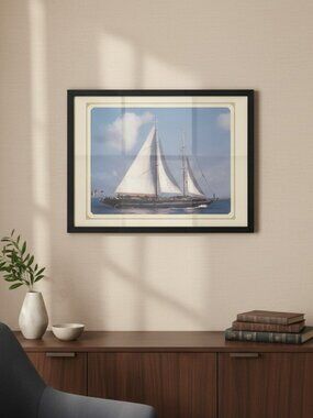 “Invader” Sailing Ship Framed Art Print 1997 -Rare